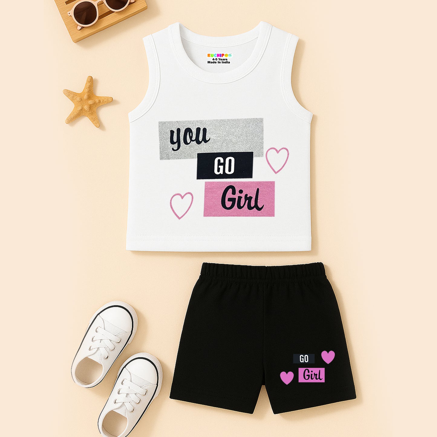 KUCHIPOO Baby Girls Sleevesless Tshirts and Shorts Set