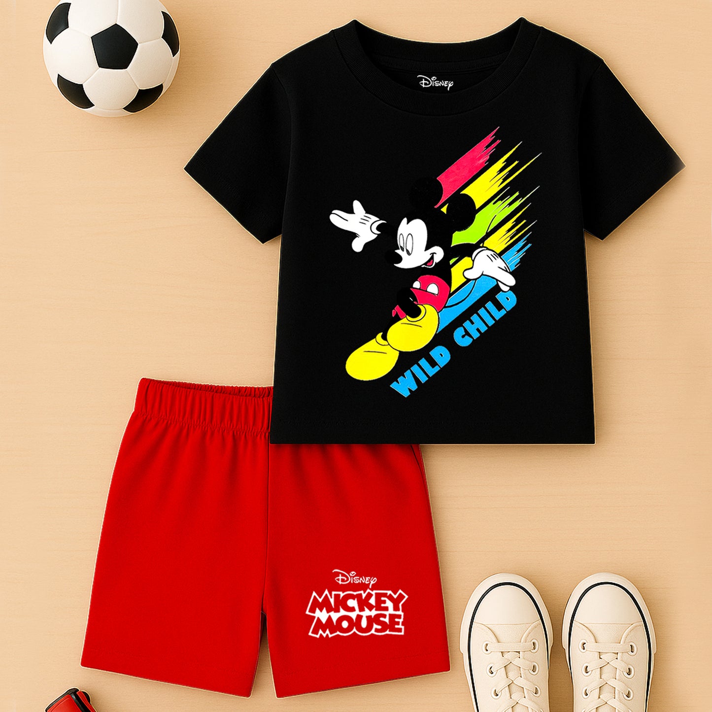 KUCHIPO @ DISNEY  BOYS HALF SLEEVES T-SHIRTS AND SHORTS SET