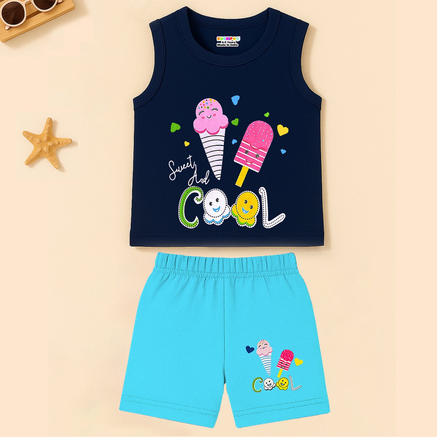 KUCHIPOO Baby Girls Sleevesless Tshirts and Shorts Set