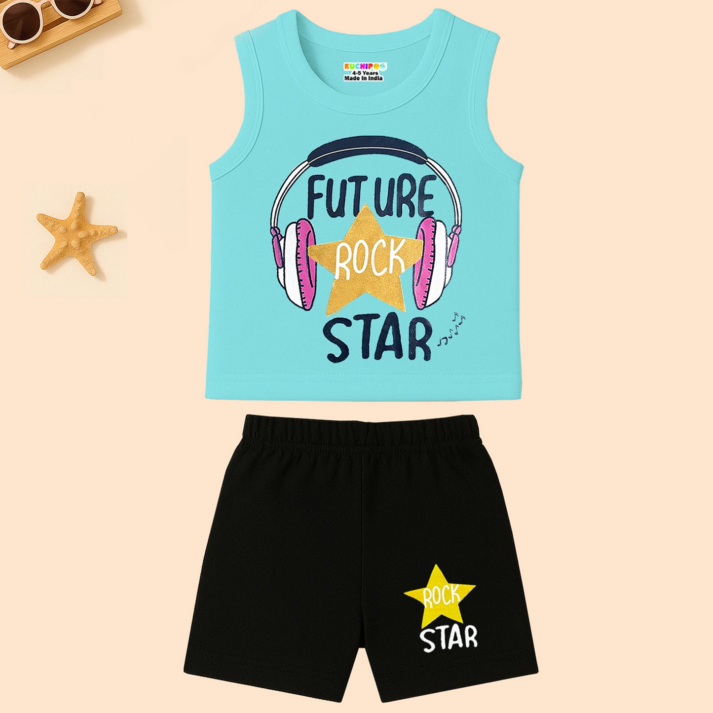 KUCHIPOO Baby Girls Sleevesless Tshirts and Shorts Set