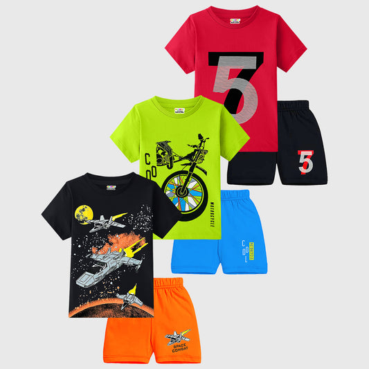 KUCHIPOO Boys Half Sleeves T-Shirts and Shorts Set