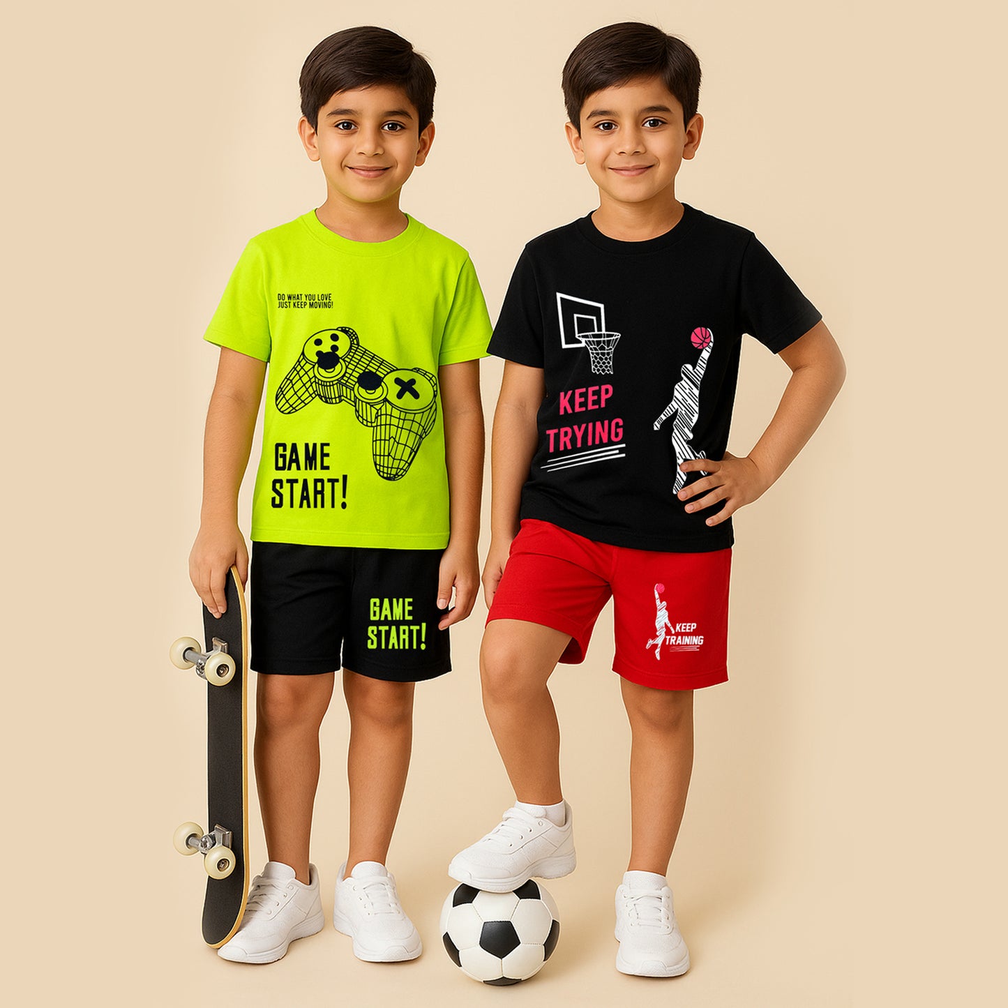 KUCHIPOO BOYS HALF SLEEVES T-SHIRTS AND SHORTS SET