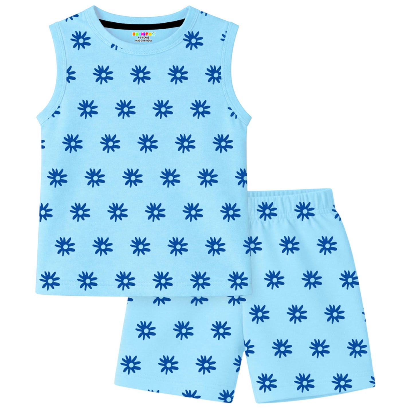 Kuchipoo Girls Cotton T-Shirt & Shorts Set | Half Sleeve Round Neck Top with Elastic Waist Shorts | Soft & Comfortable Casual Wear for Kids | Pack of 3