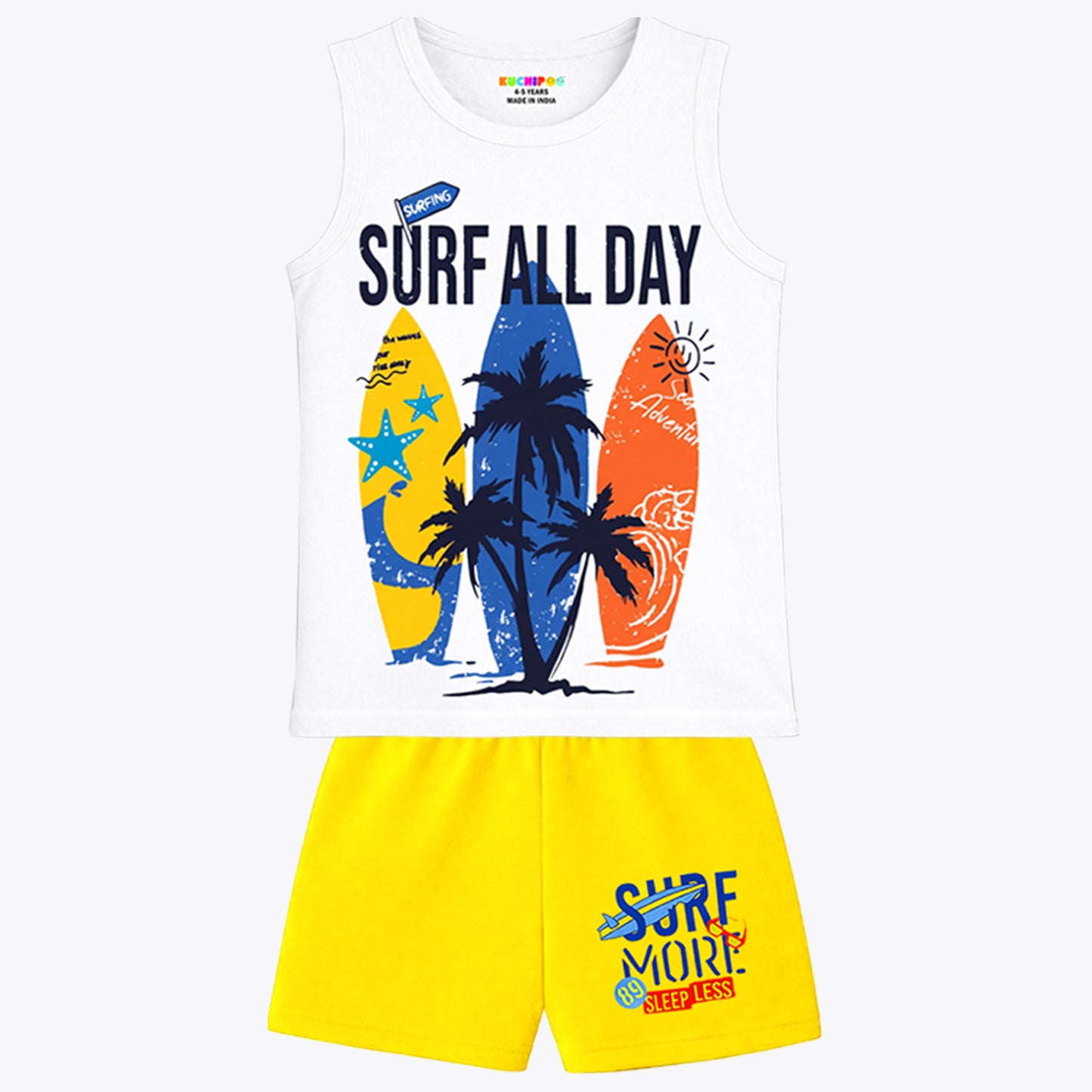 Kuchipoo Boys Regular Fit Sleeveless T-Shirts and Shorts Set - Pack of 3