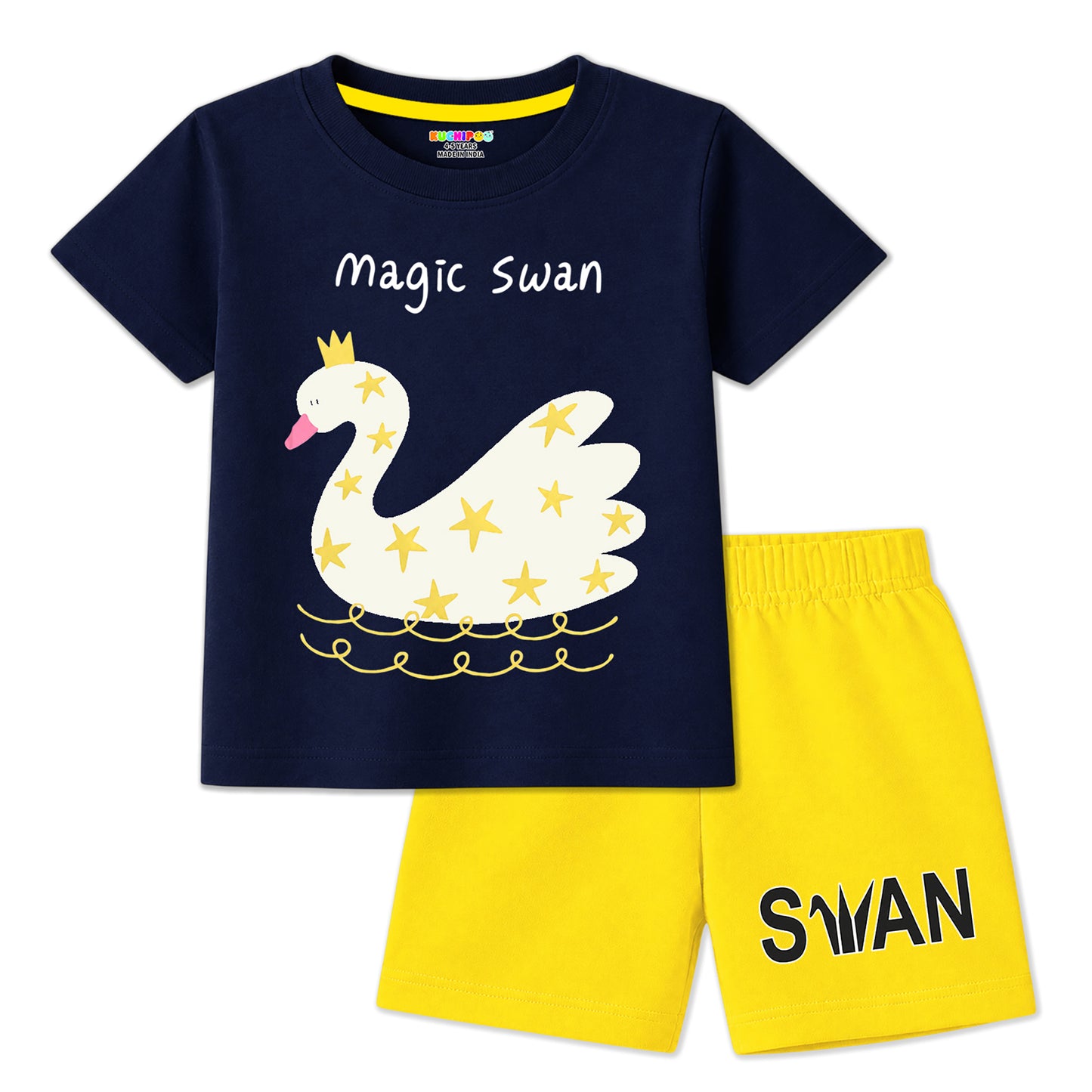 Kuchipoo Girls Cotton T-Shirt & Shorts Set | Half Sleeve Round Neck Top with Elastic Waist Shorts | Soft & Comfortable Casual Wear for Kids | Pack of 3