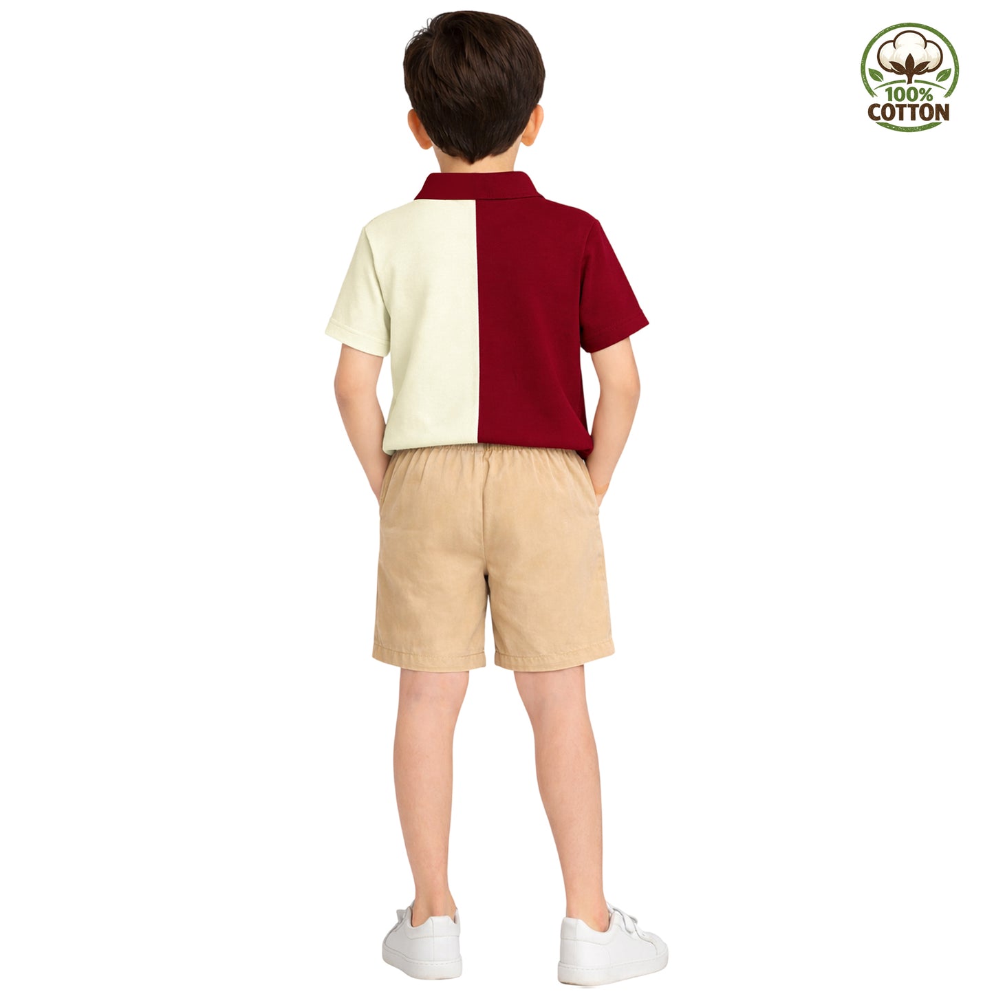 Kuchipoo Boys 100% Cotton Polo T-Shirt with Shorts Set | Soft Breathable Fabric | Elastic Waist Drawstring Shorts with Pockets | Casual Summer Outfit Set for Boys