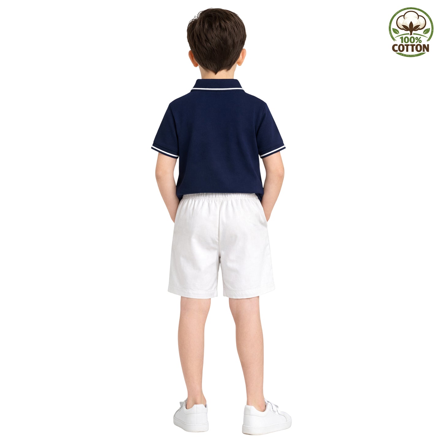 Kuchipoo Boys 100% Cotton Polo T-Shirt with Shorts Set | Soft Breathable Fabric | Elastic Waist Drawstring Shorts with Pockets | Casual Summer Outfit Set for Boys