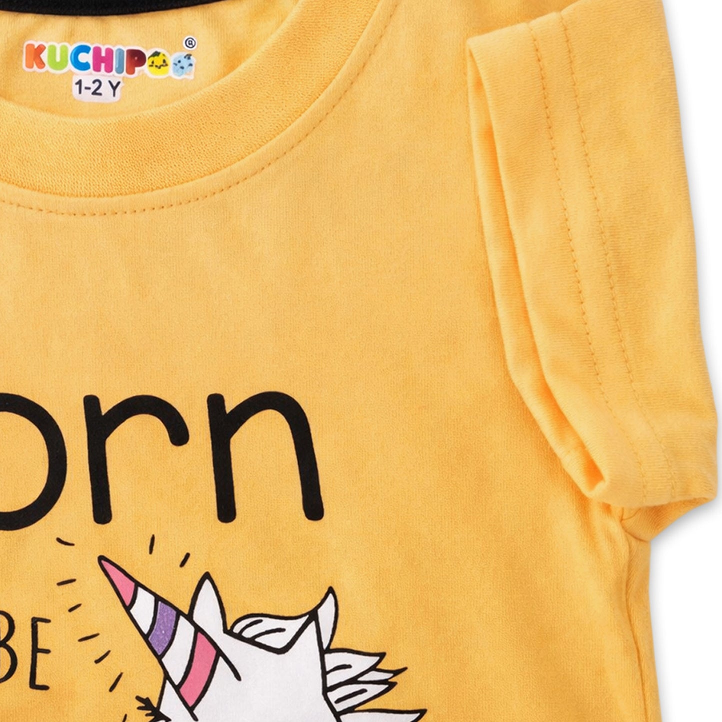 Kuchipoo Girls Cotton T-Shirt & Shorts Set | Half Sleeve Round Neck Top with Elastic Waist Shorts | Soft & Comfortable Casual Wear for Kids | Pack of 3