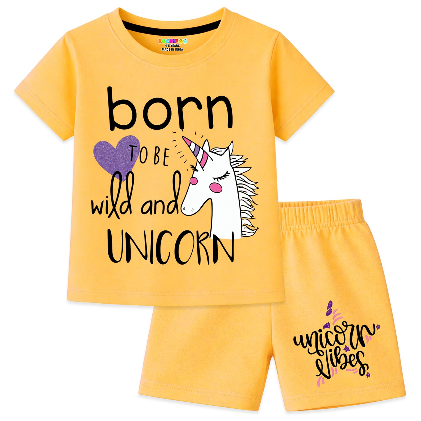 Kuchipoo Girls Cotton T-Shirt & Shorts Set | Half Sleeve Round Neck Top with Elastic Waist Shorts | Soft & Comfortable Casual Wear for Kids | Pack of 3