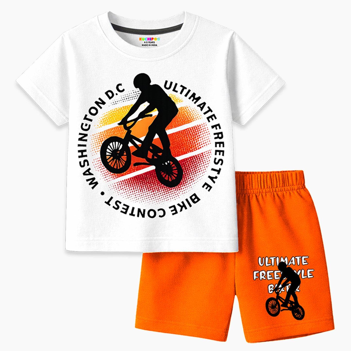 Kuchipoo Boys Cotton T-Shirt & Shorts Set | Half Sleeve Round Neck Top with Elastic Waist Shorts | Soft & Comfortable Casual Wear for Kids | Pack of 3