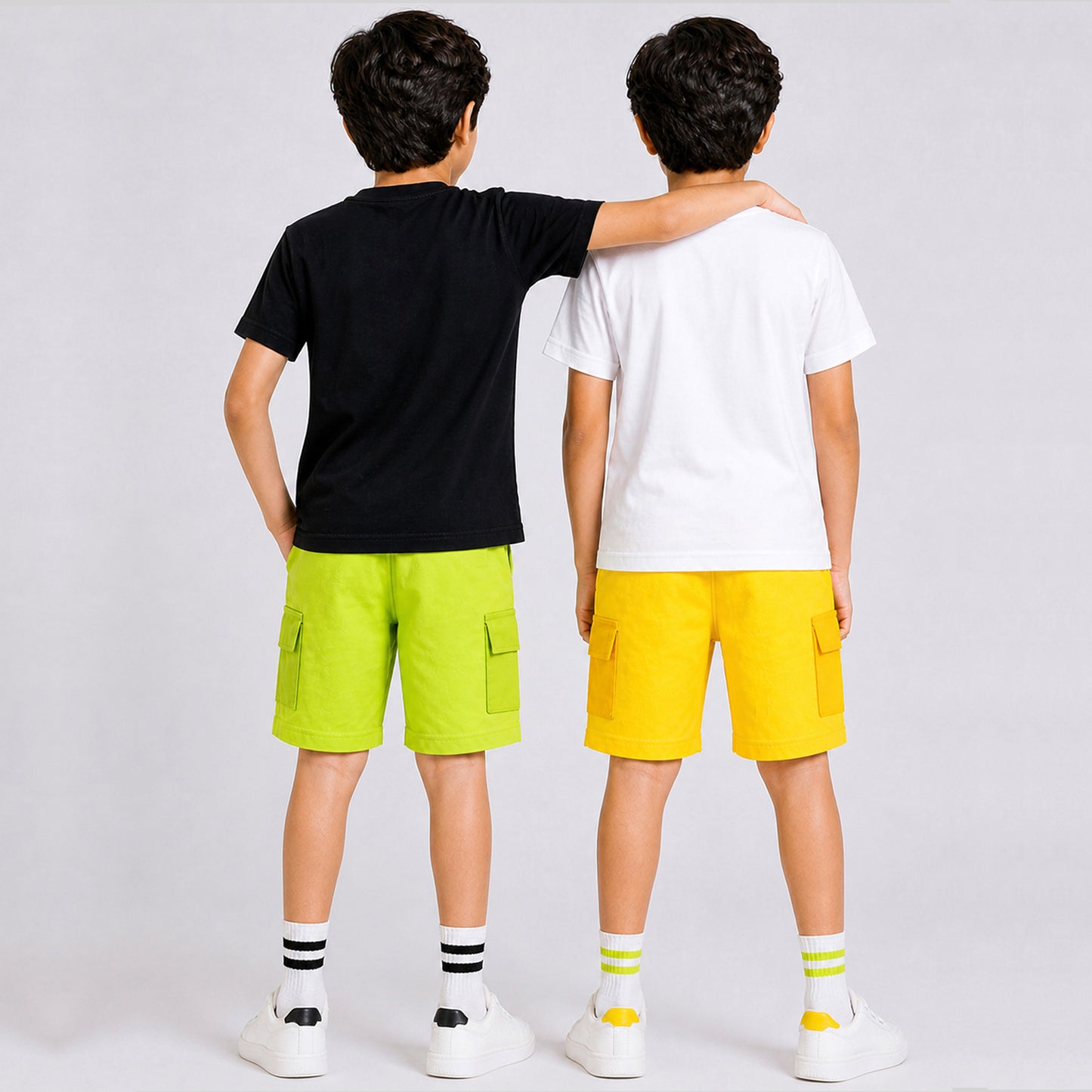Kuchipoo Boys Cotton Half Sleeve T-Shirt & Cargo Shorts Set | Trendy Graphic Print Summer Wear | Soft & Breathable Kids Clothing Combo with Cargo Pockets | Pack of 2