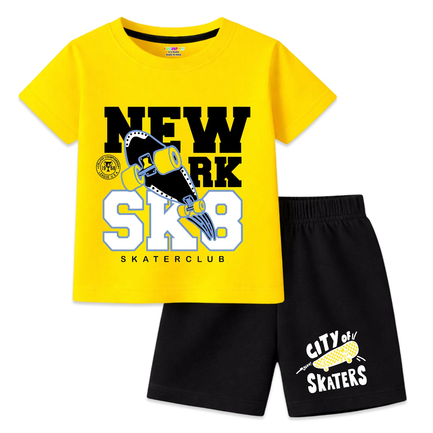 Kuchipoo Boys Cotton T-Shirt & Shorts Set | Half Sleeve Round Neck Top with Elastic Waist Shorts | Soft & Comfortable Casual Wear for Kids | Pack of 3