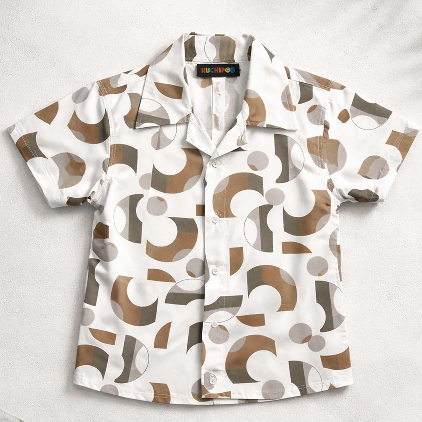 Kuchipoo Boys Cotton Co-Ord Set, Multi-Colored, Half Sleeve Printed Shirt with Shorts, Collar Neck, Casual Summer Wear