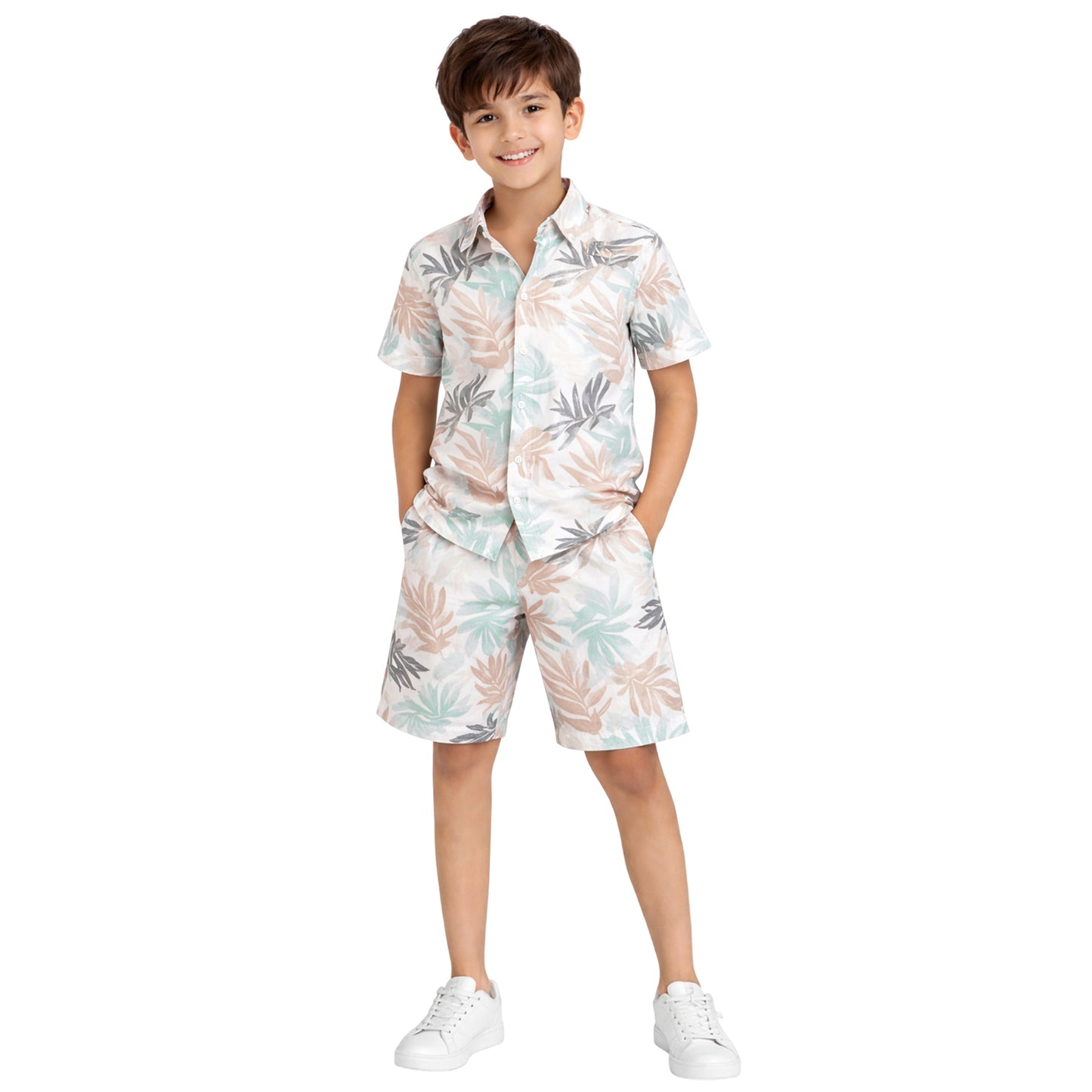 Kuchipoo Boys 100% Rayon Co-Ord Set | Printed Half Sleeve Shirt & Shorts | Soft Breathable Fabric | Casual Summer Wear | Kids Stylish Outfit