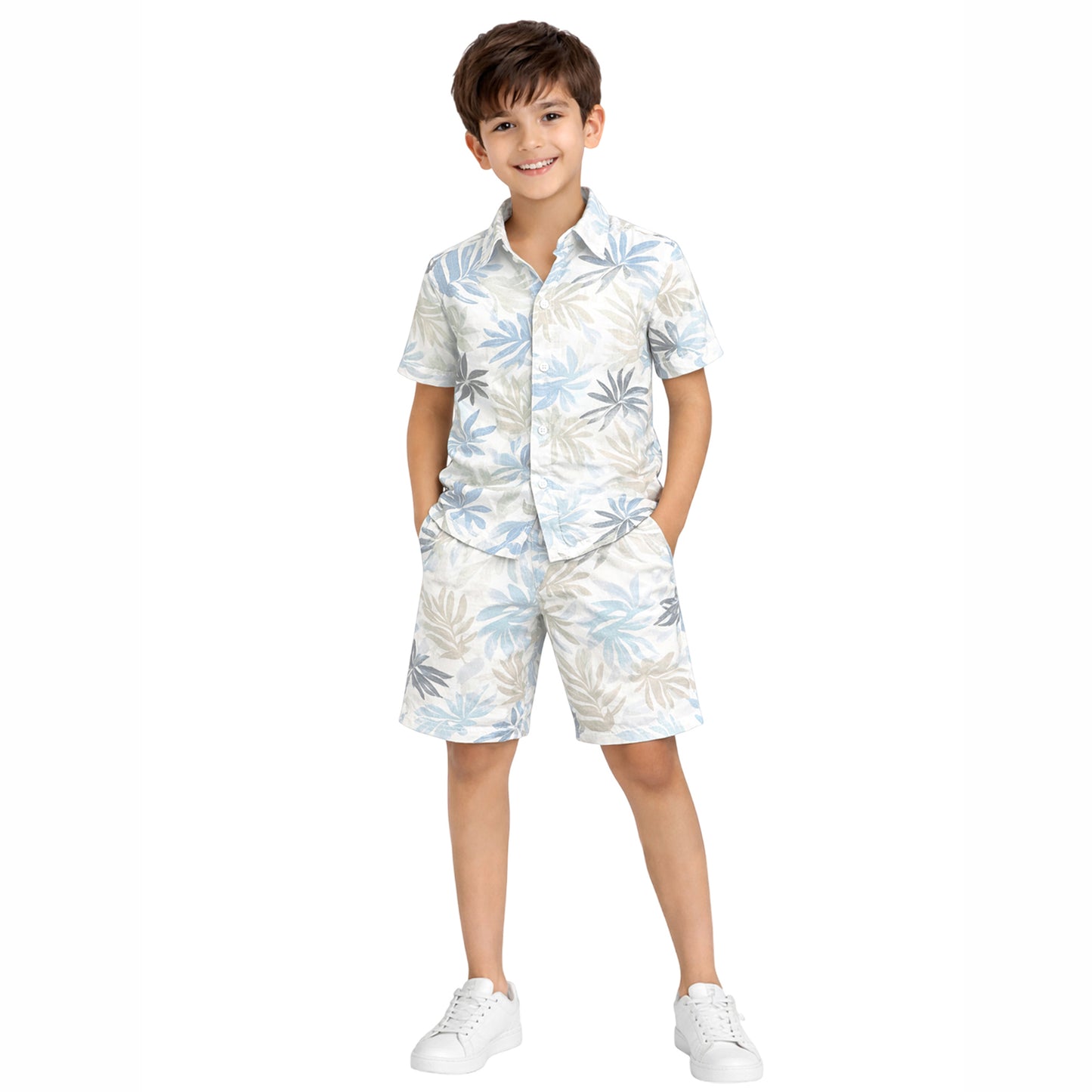 Kuchipoo Boys 100% Rayon Co-Ord Set | Printed Half Sleeve Shirt & Shorts | Soft Breathable Fabric | Casual Summer Wear | Kids Stylish Outfit