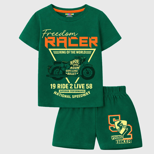 Kuchipoo Boys Cotton T-Shirt & Shorts Set | Half Sleeve Round Neck Top with Elastic Waist Shorts | Soft & Comfortable Casual Wear for Kids | Pack of 3