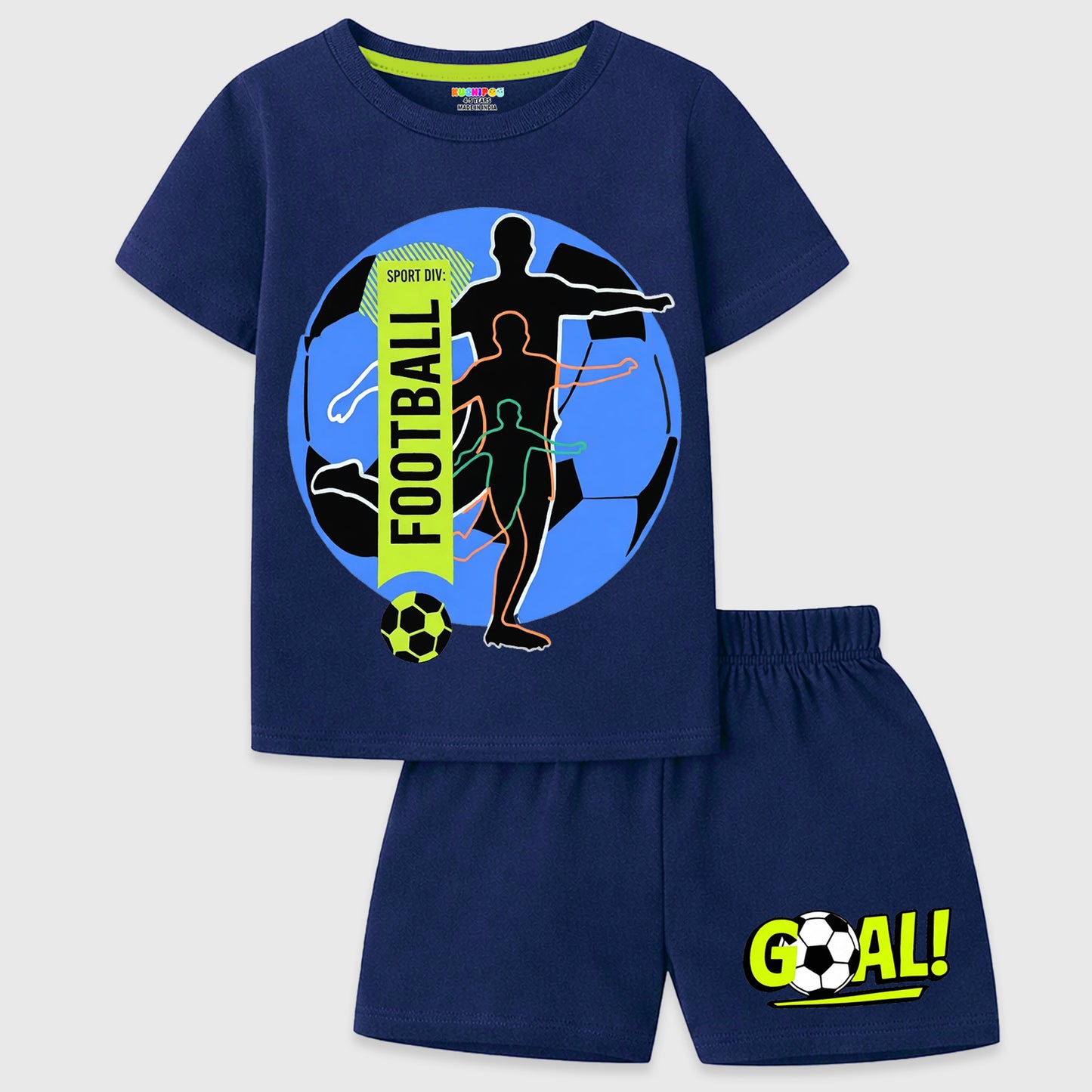 Kuchipoo Boys Cotton T-Shirt & Shorts Set | Half Sleeve Round Neck Top with Elastic Waist Shorts | Soft & Comfortable Casual Wear for Kids | Pack of 3