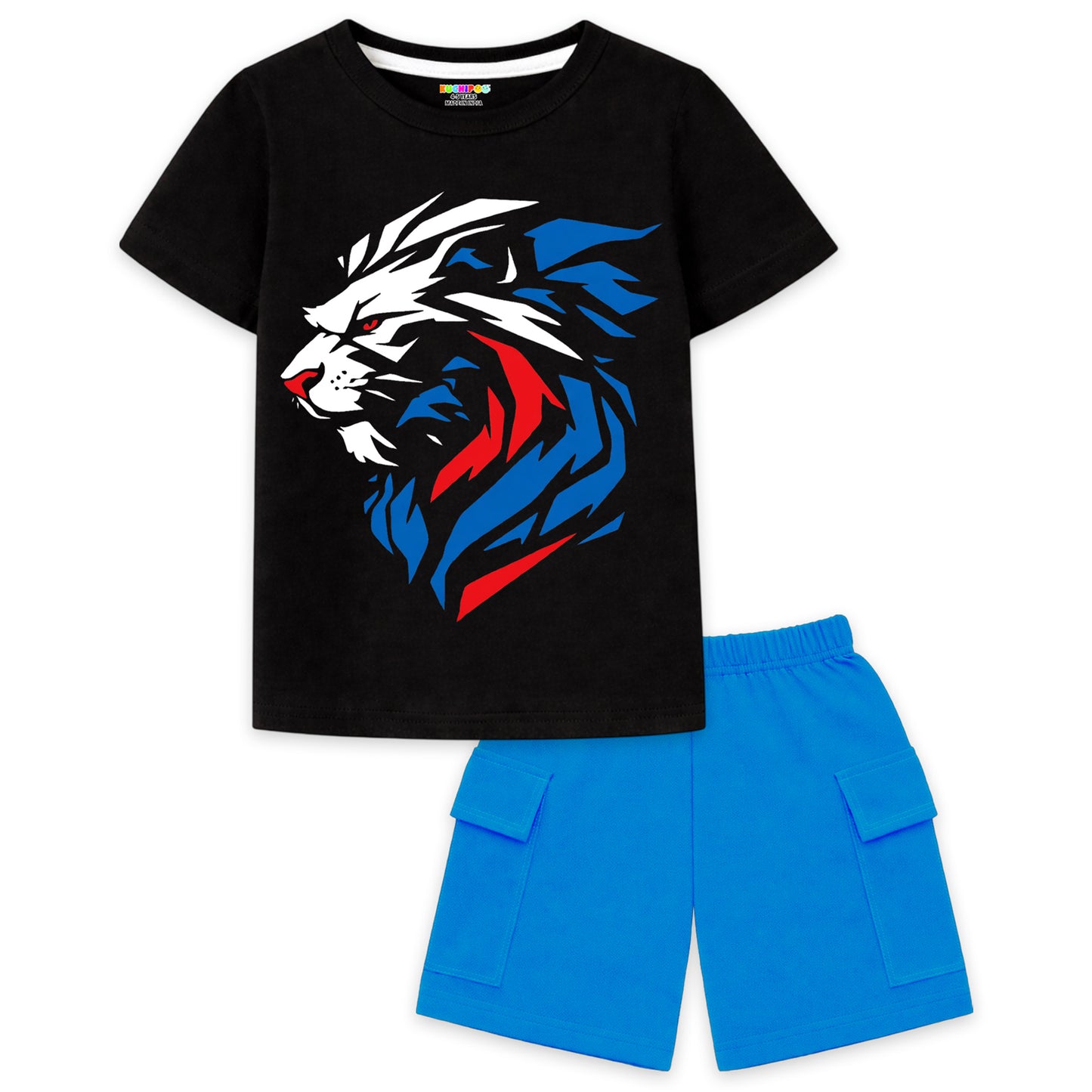 Kuchipoo Boys Cotton Half Sleeve T-Shirt & Cargo Shorts Set | Trendy Graphic Print Summer Wear | Soft & Breathable Kids Clothing Combo with Cargo Pockets | Pack of 3