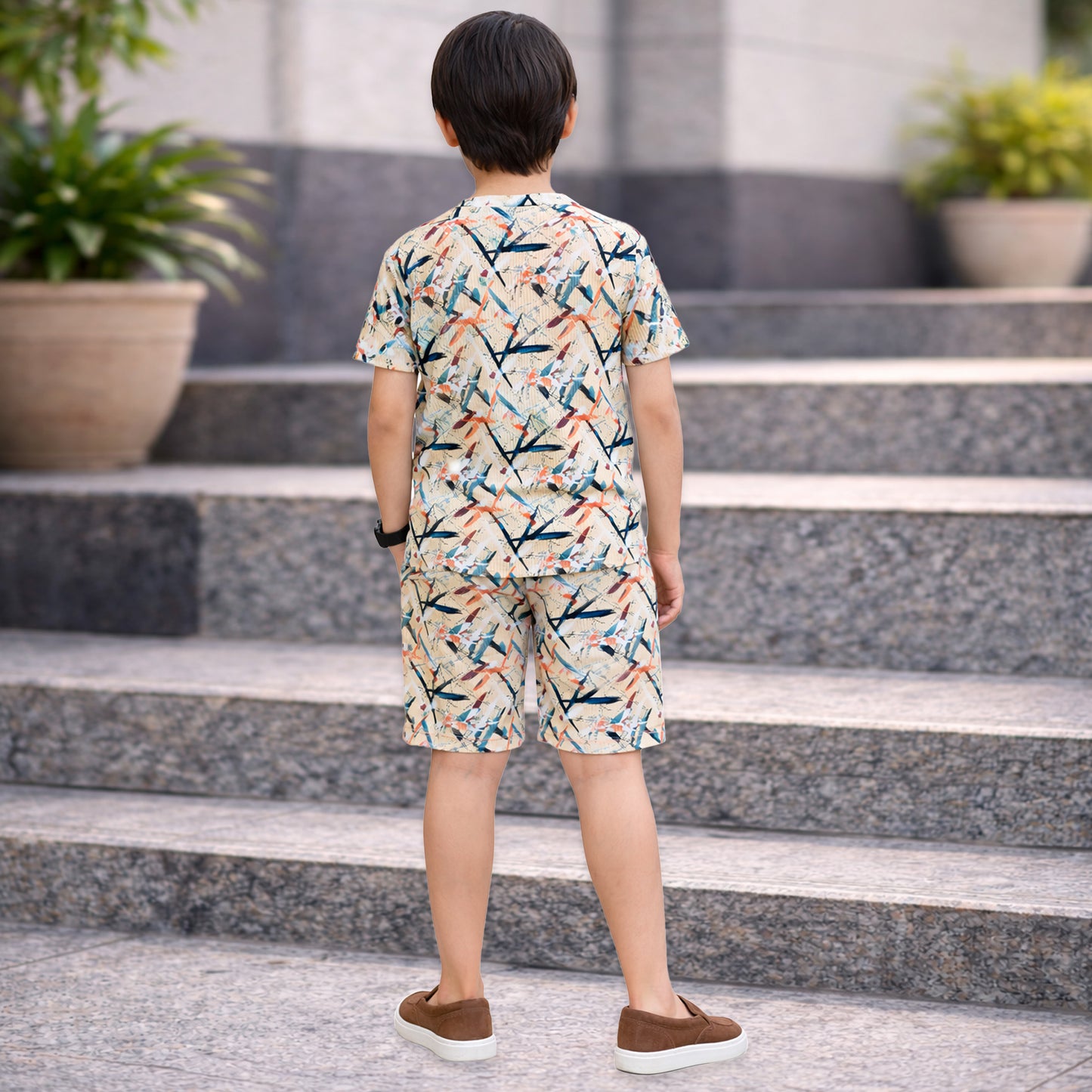 Kuchipoo Boys Graphic Print Cotton Clothing Set | Trendy T-Shirt & Shorts Co-Ord | Lightweight Summer Wear for Kids