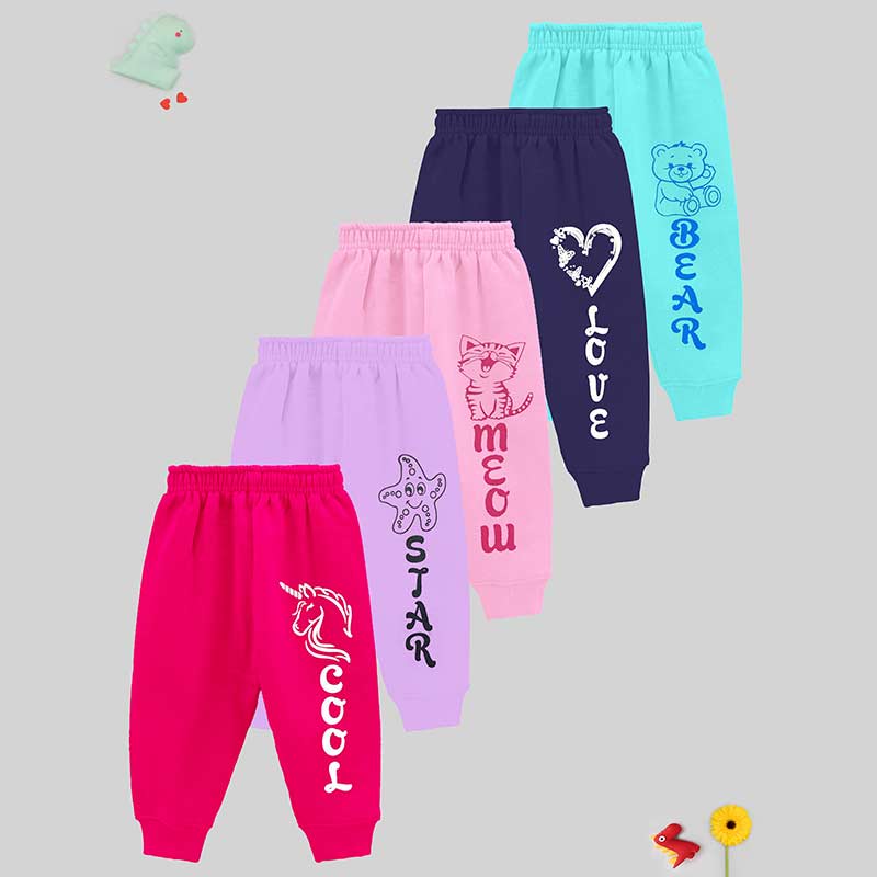 KUCHIPOO Regular Fit Baby Girls Pyjamas - Pack of 5