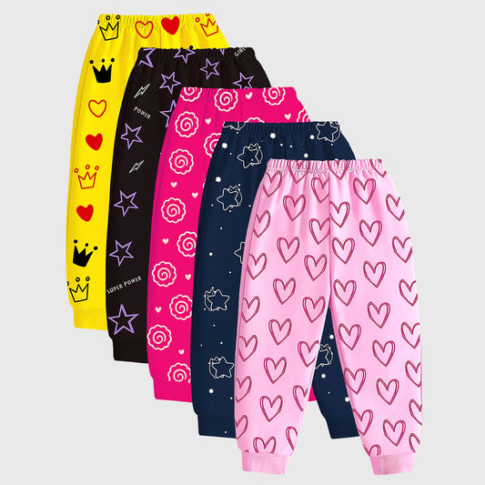 Kuchipoo Regular Fit Girls Pyjamas Set-Pack of 5