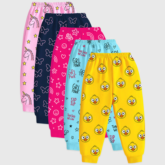 Kuchipoo Regular Fit Girls Pyjamas Set-Pack of 5