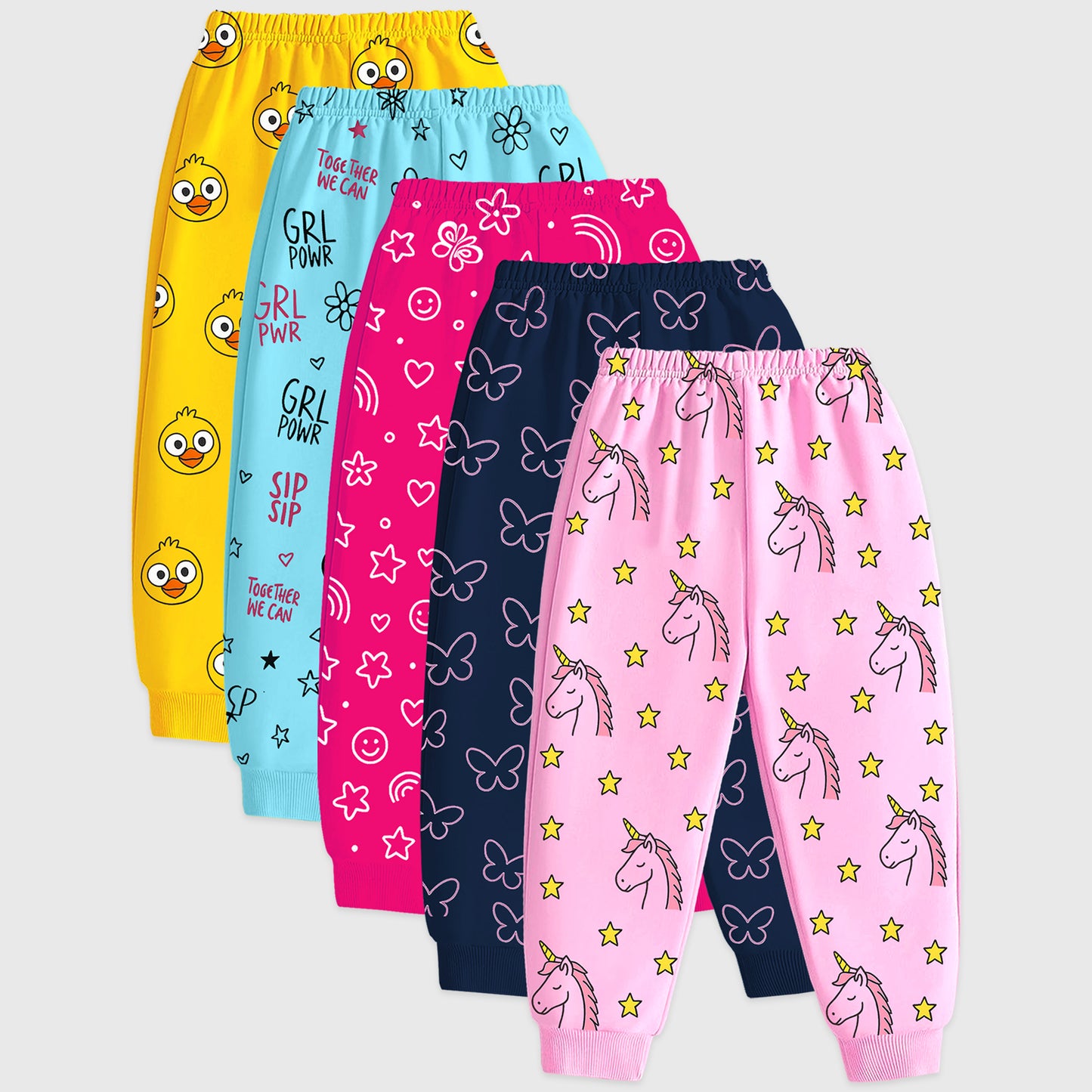 Kuchipoo Regular Fit Girls Pyjamas Set-Pack of 5