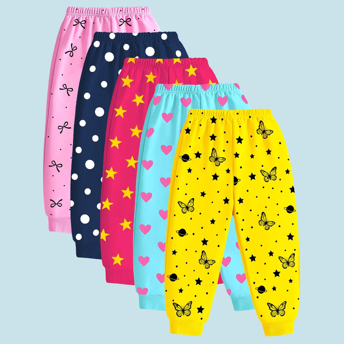 Kuchipoo Regular Fit Girls Pyjamas Set-Pack of 5