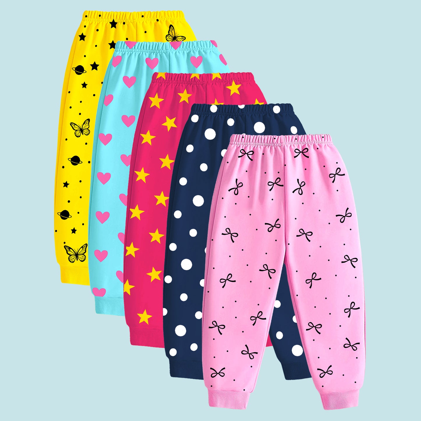 Kuchipoo Regular Fit Girls Pyjamas Set-Pack of 5