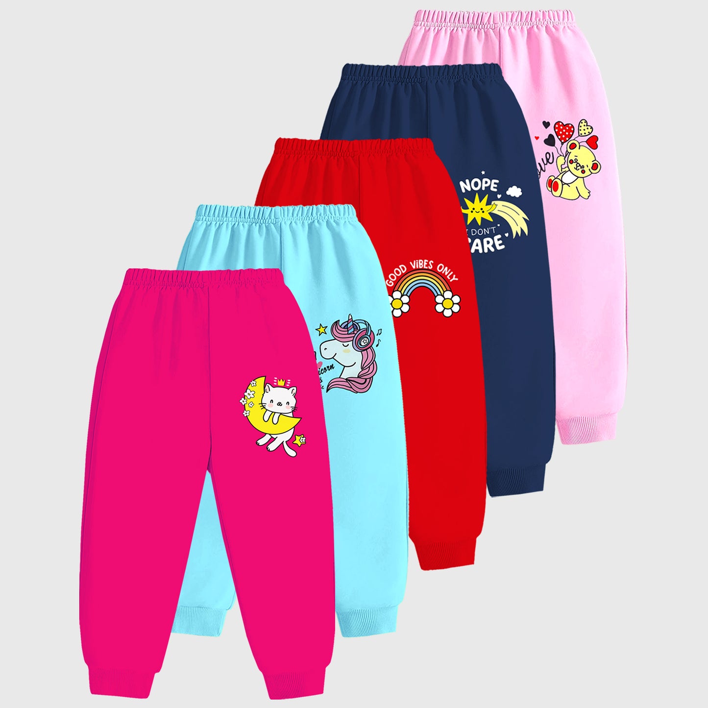 Kuchipoo Regular Fit Girls Pyjamas Set-Pack of 5