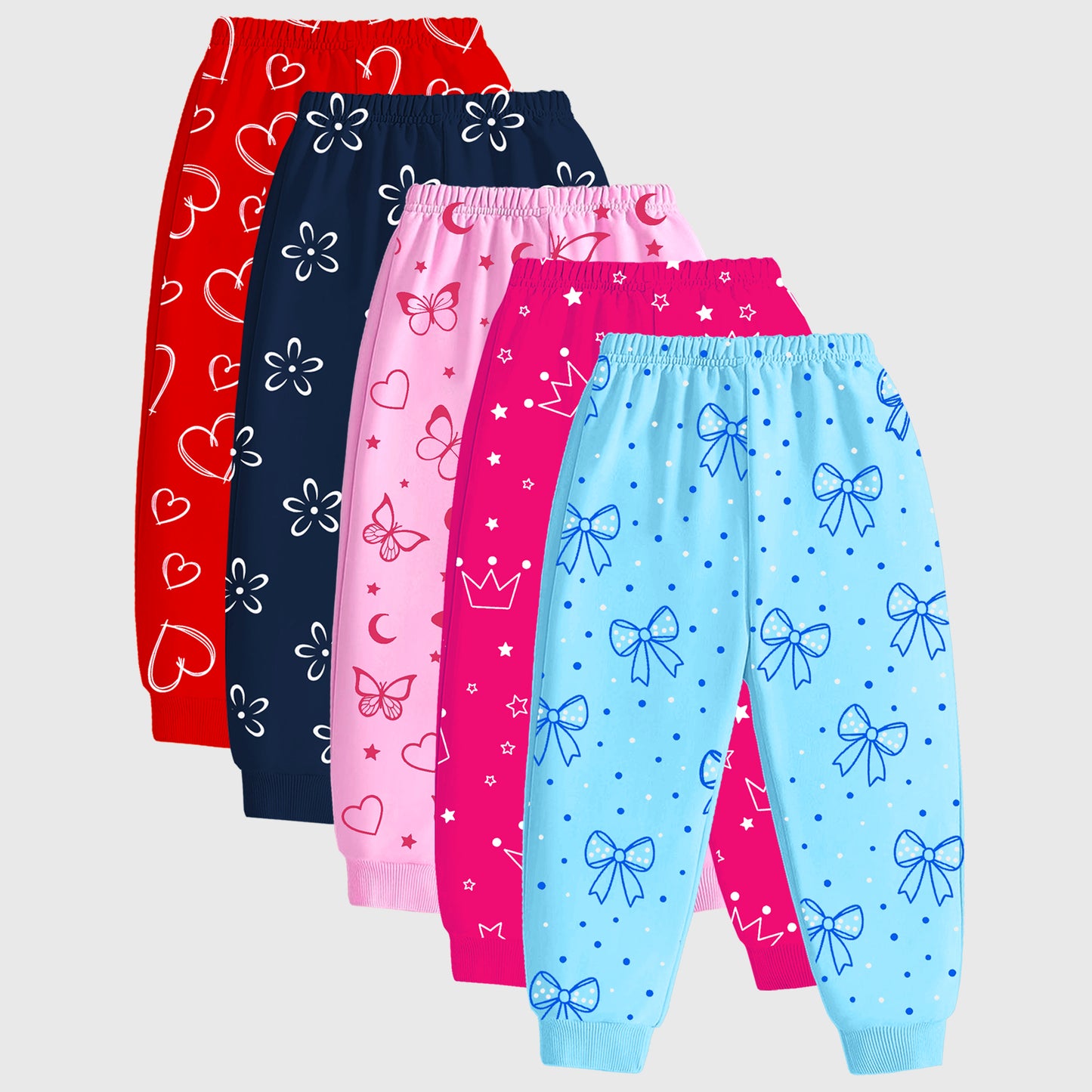 Kuchipoo Regular Fit Girls Pyjamas Set-Pack of 5