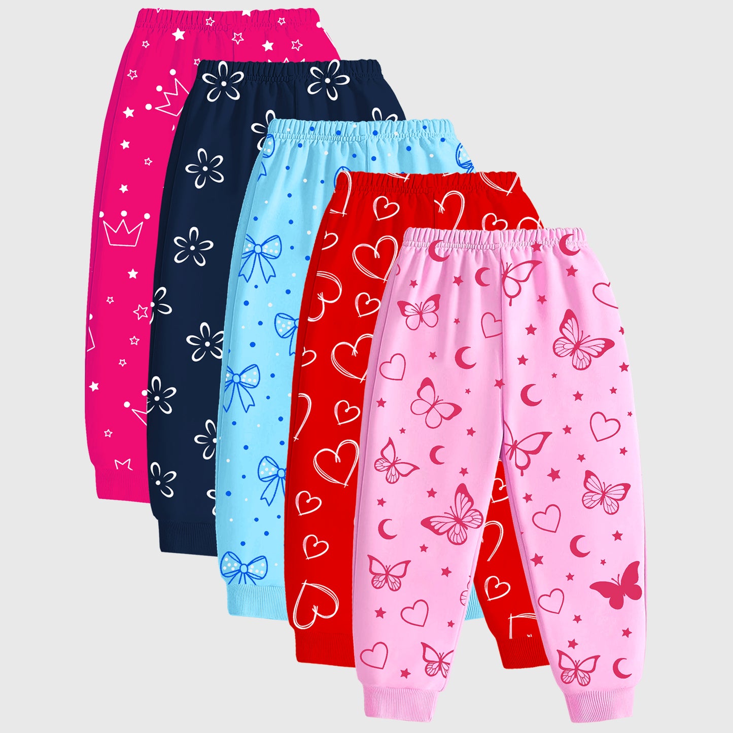 Kuchipoo Regular Fit Girls Pyjamas Set-Pack of 5