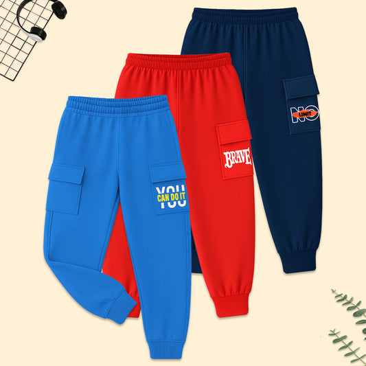 Kuchipoo Boys Cargo Joggers - Pack of 3