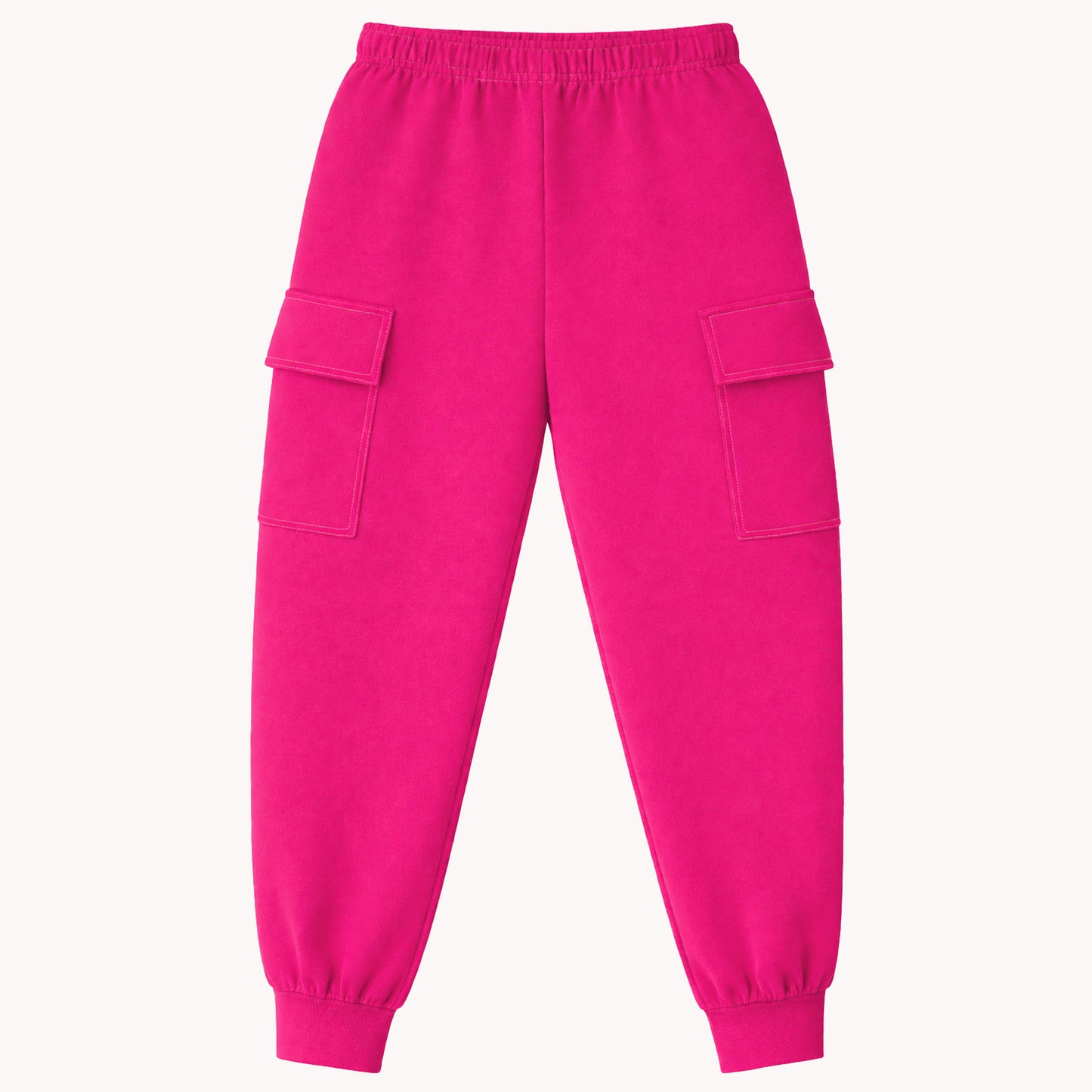 Kuchipoo Girls Cotton Jogger Pants | Elastic Waist | Side Cargo Pockets | Soft & Comfortable Track Pants for Kids | Pack of 5