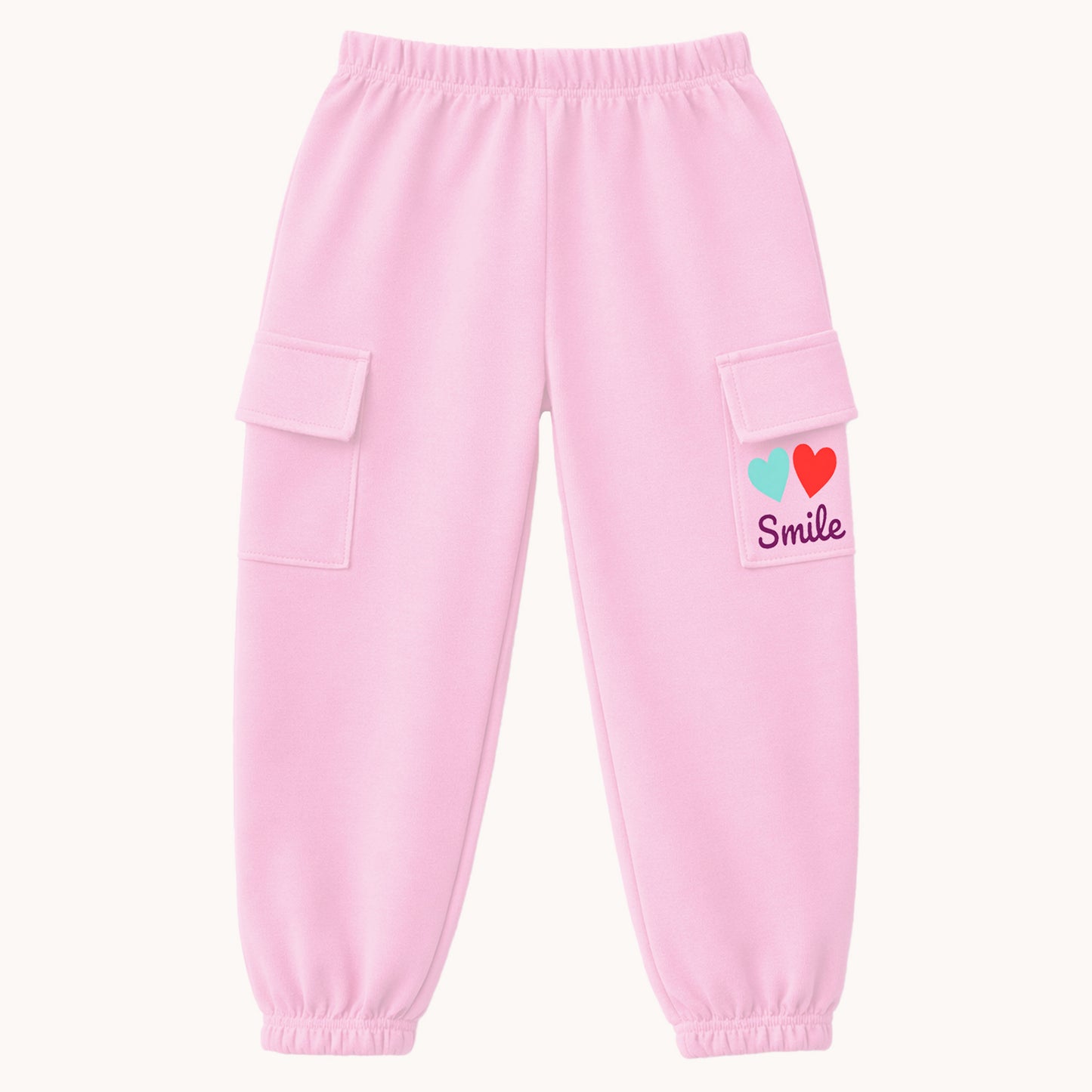 Kuchipoo Girls Cotton Cargo Joggers | Soft Elastic Waist Track Pants with Side Flap Pockets & Cute Print Design | Comfortable Casual Wear for Kids | Pack of 3