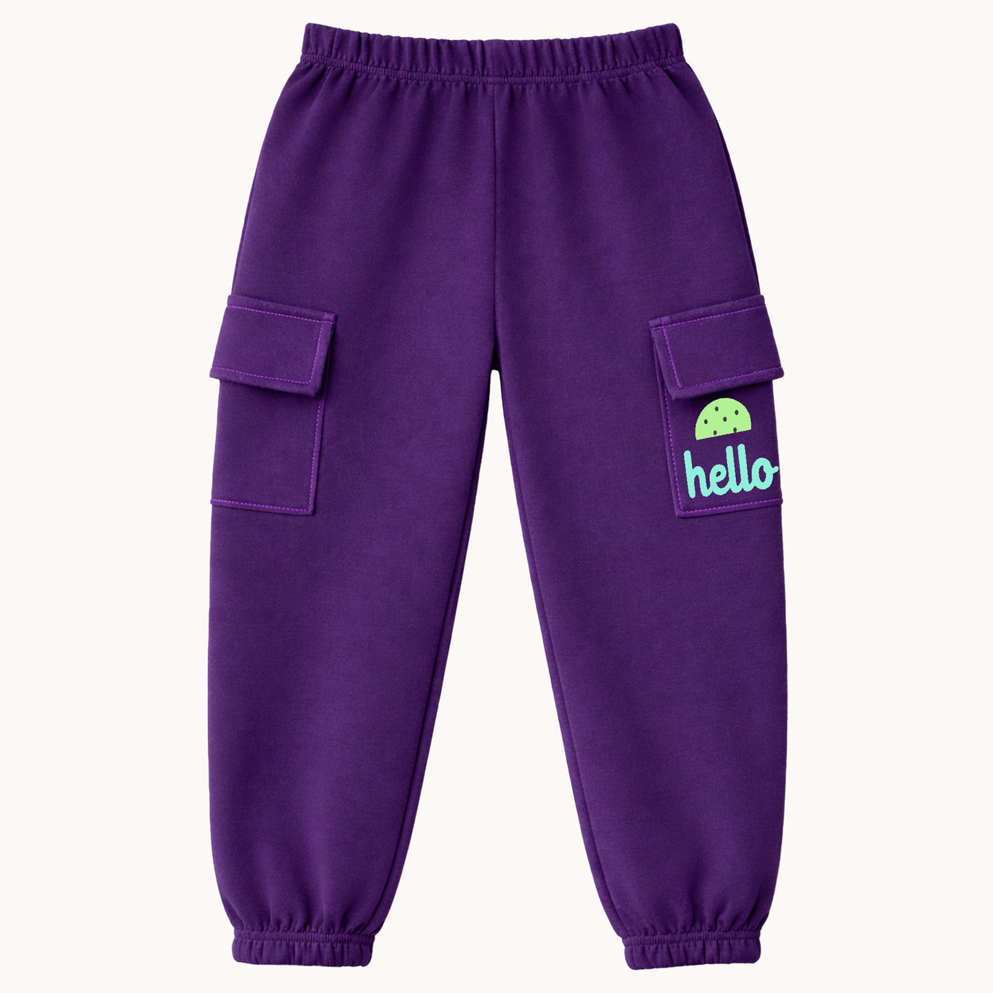 Kuchipoo Girls Cotton Cargo Joggers | Soft Elastic Waist Track Pants with Side Flap Pockets & Cute Print Design | Comfortable Casual Wear for Kids | Pack of 3