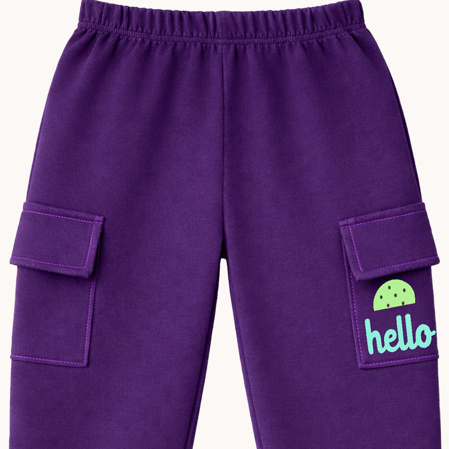 Kuchipoo Girls Cotton Cargo Joggers | Soft Elastic Waist Track Pants with Side Flap Pockets & Cute Print Design | Comfortable Casual Wear for Kids | Pack of 3