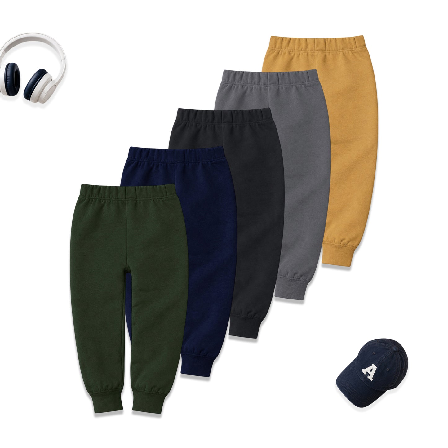 Kuchipoo Boys Cotton Jogger Pants | Soft Elastic Waist Comfortable Track Pants for Boys | Casual Joggers for Kids | Pack of 4 (Copy)