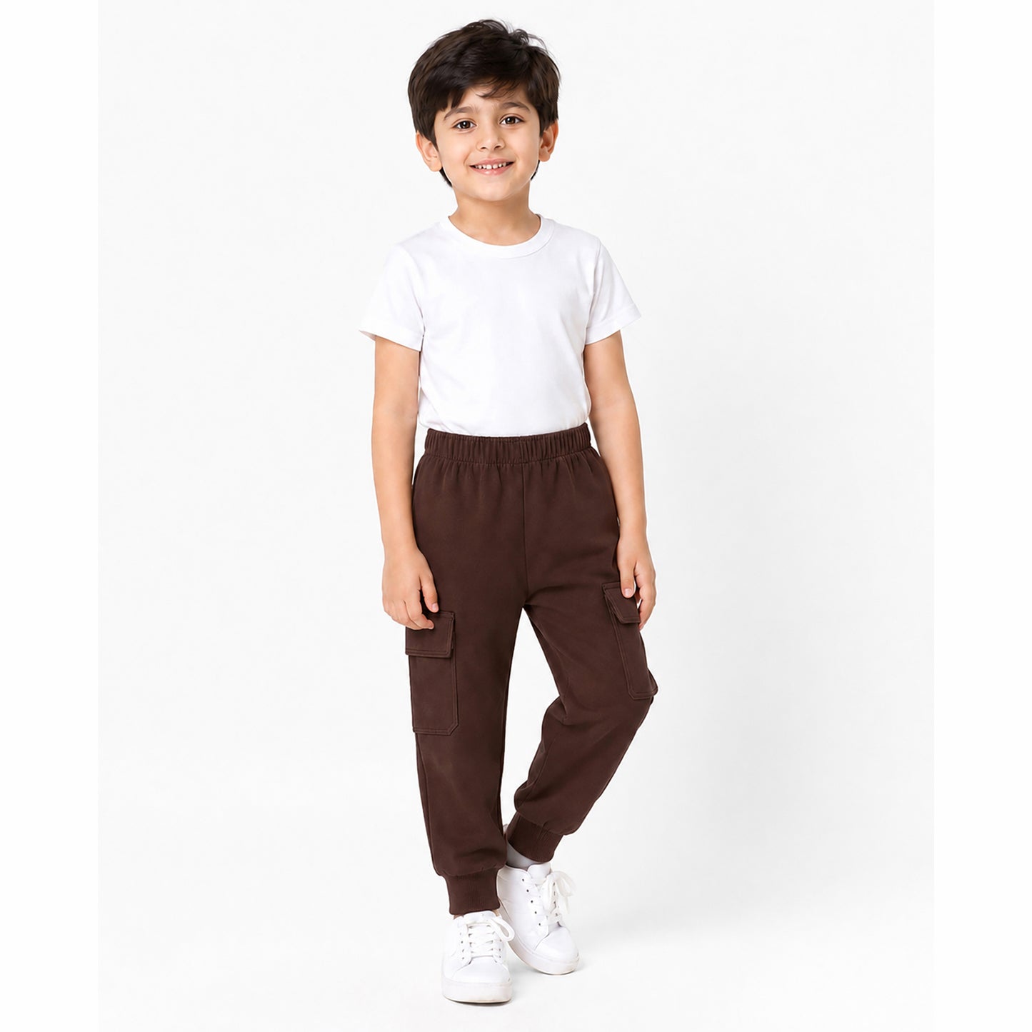 Kuchipoo Boys Cotton Cargo Jogger Pants with Pocket | Soft Elastic Waist Comfortable Track Pants for Boys | Casual Joggers for Kids | Pack of 3