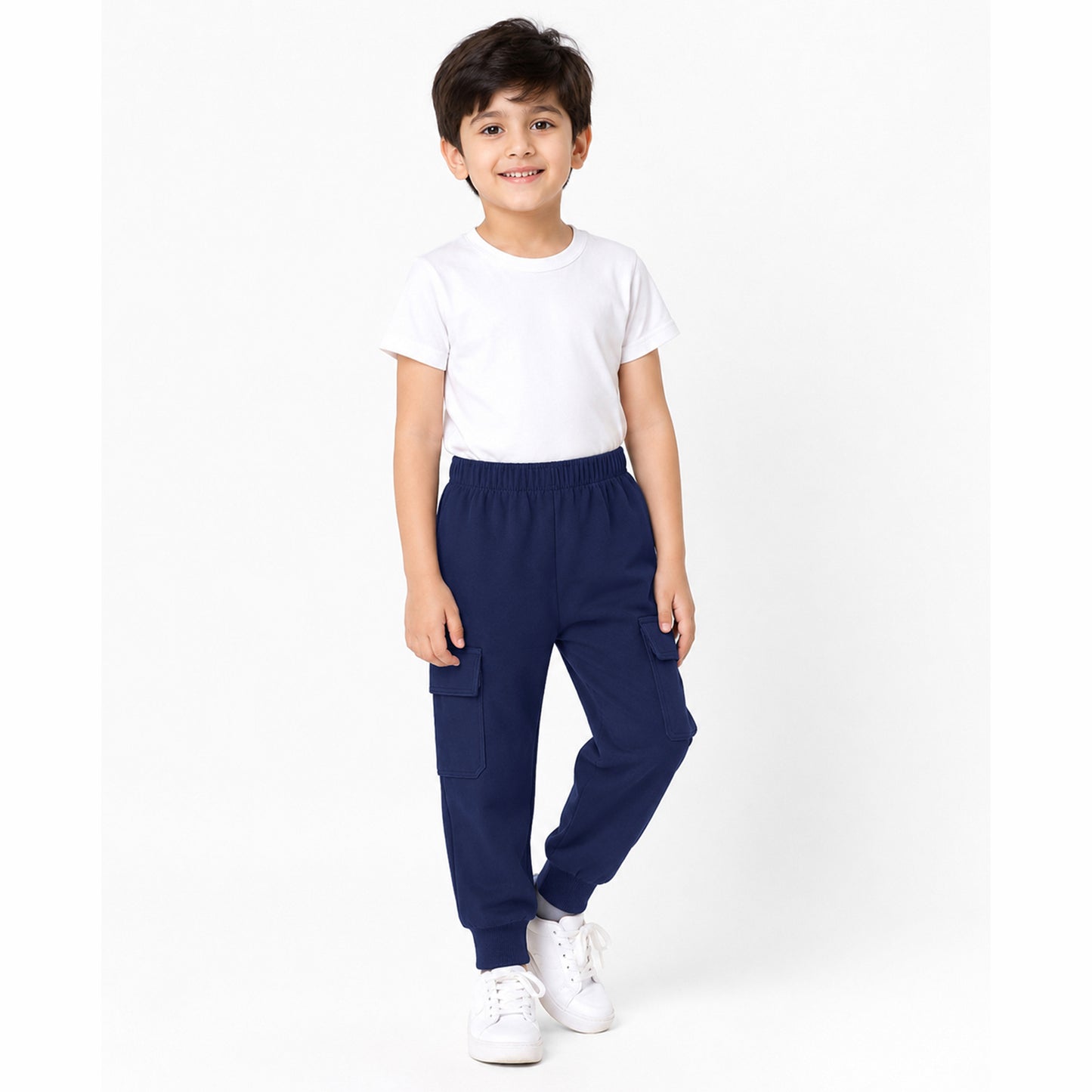Kuchipoo Boys Cotton Cargo Jogger Pants with Pocket | Soft Elastic Waist Comfortable Track Pants for Boys | Casual Joggers for Kids | Pack of 3