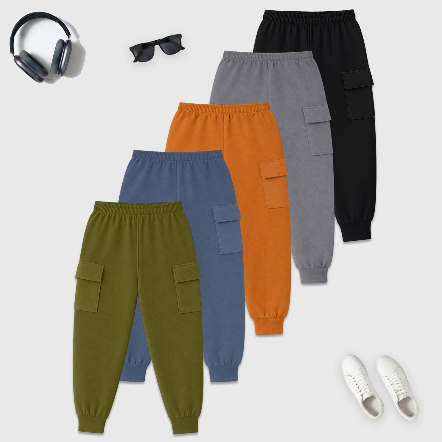 Kuchipoo Boys Cargo Joggers - Pack of 5