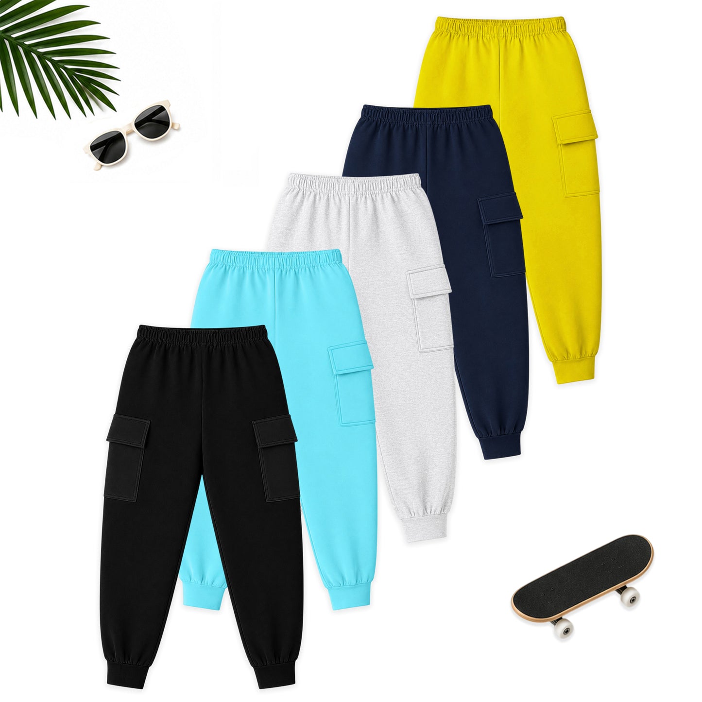 Kuchipoo Boys Cargo Joggers - Pack of 5