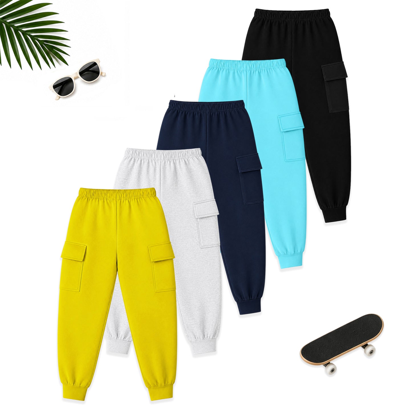 Kuchipoo Boys Cargo Joggers - Pack of 5
