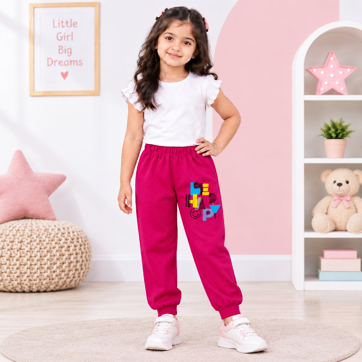 Kuchipoo Girls Cotton Pajamas Combo | Soft Elastic Waist | Cute Animal Prints | Everyday Wear | Pack of 5