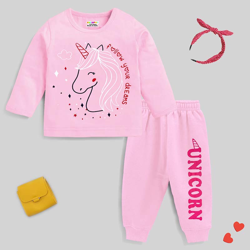 KUCHIPOO Baby Girls T-Shirts and Pyjamas Set