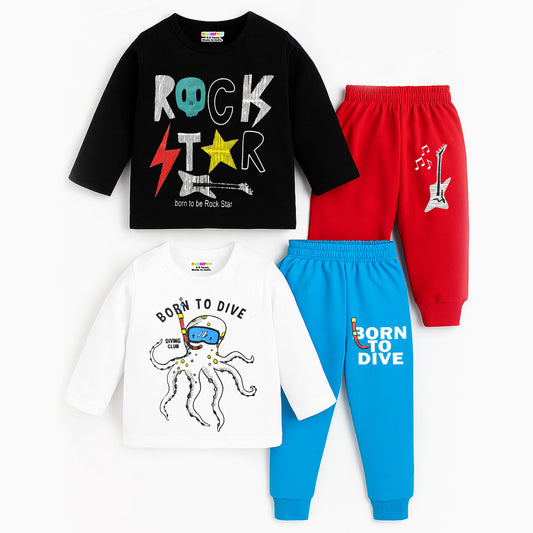 KUCHIPOO Baby Boys T-Shirts and Pyjamas Set