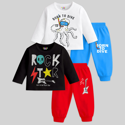 KUCHIPOO Baby Boys T-Shirts and Pyjamas Set