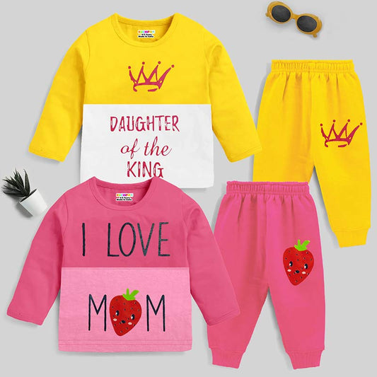 KUCHIPOO Baby Girls T-Shirts and Pyjamas Set