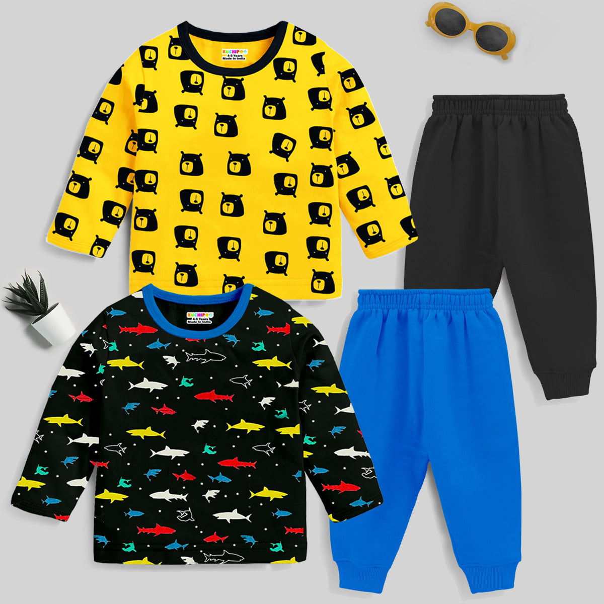 KUCHIPOO Baby Boys T-Shirts and Pyjamas Set
