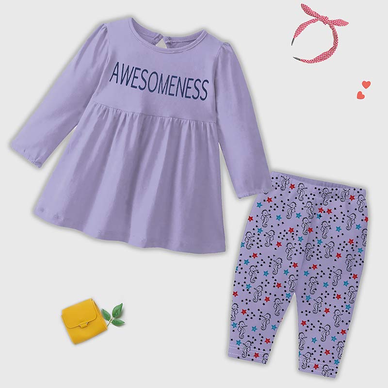 KUCHIPOO Baby Girls  T-Shirts and Pyjamas Set